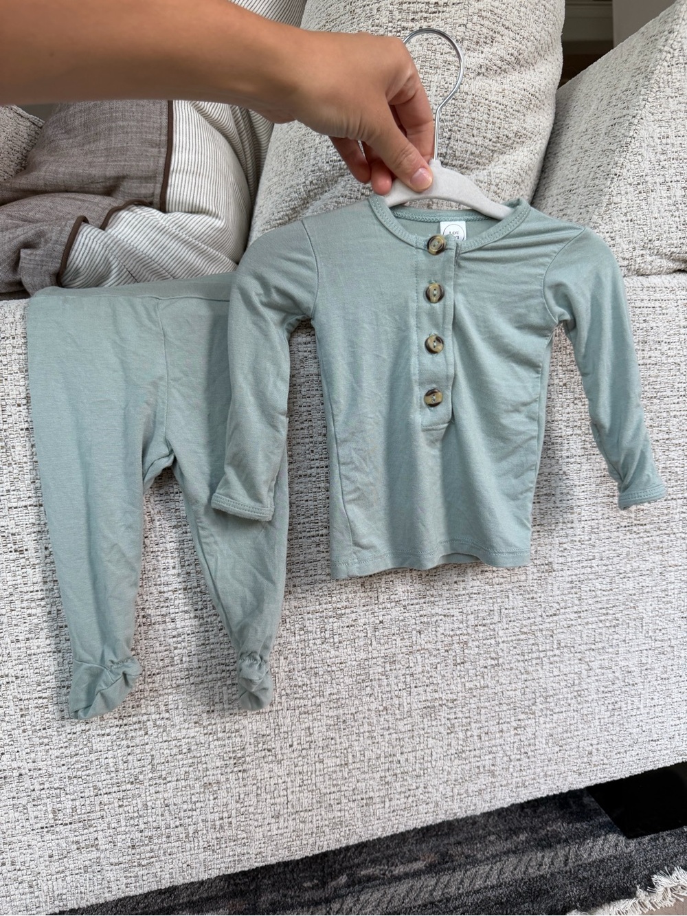 Joey Seafoam Green Bamboo Long-Sleeve Henley Top